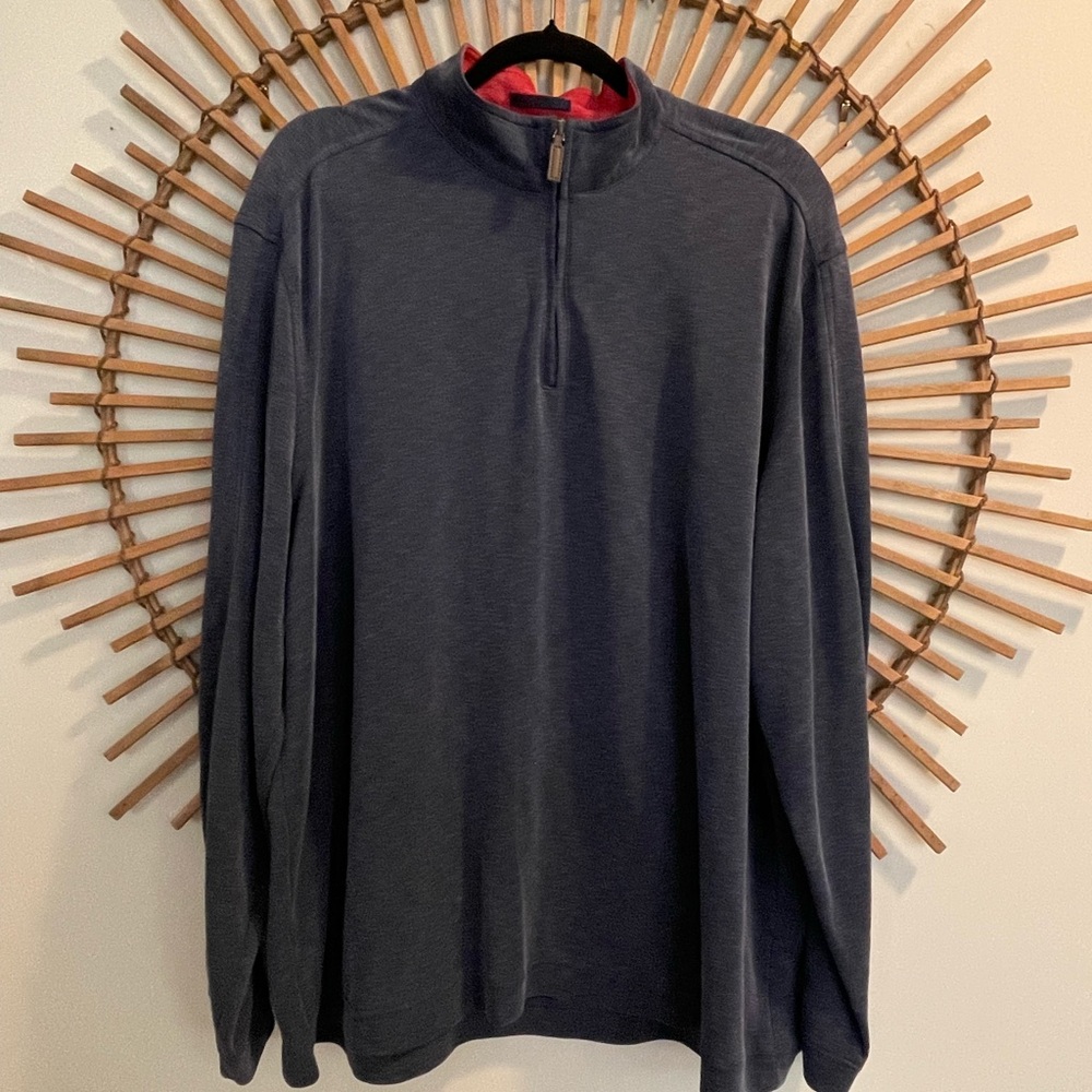 Men’s Johnston & Murphy Navy Blue Quarter Zip Pullover Heathered Modal Golf
